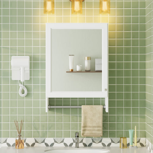 Summit 20 in. W x 28 in. H Rectangular Wall Mounted Medicine Cabinet with Mirror and Towel Bar in White