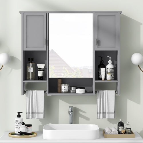 Stellar 35 in. W x 28.7 in. H Rectangular MDF Modern Wall Mounted Bathroom Medicine Cabinet with Mirror