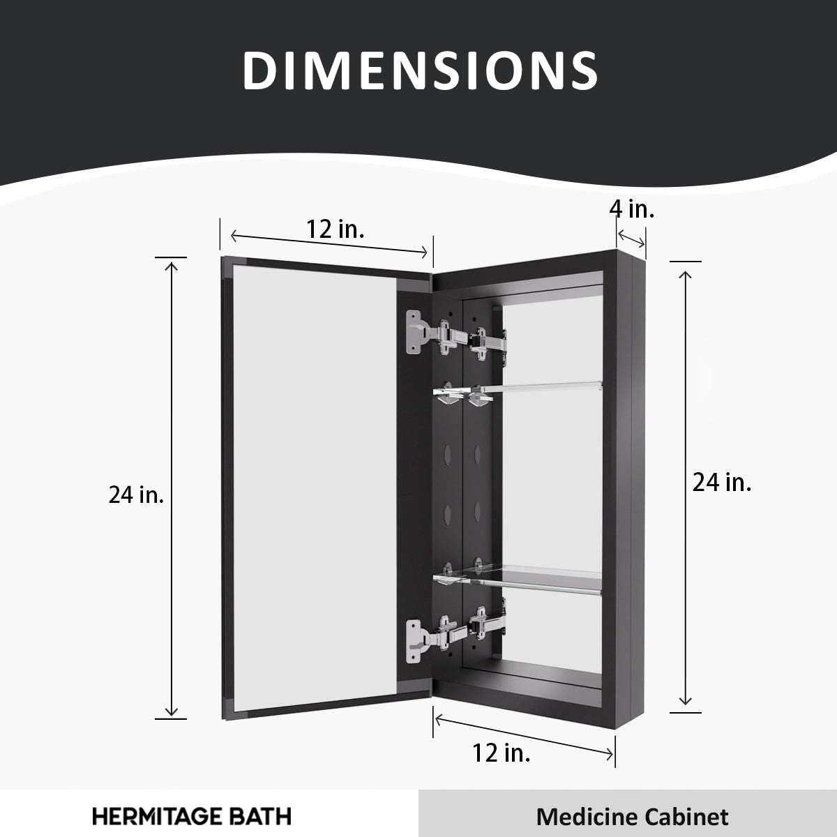 Flicker 12 in. W x 24 in. H Rectangular Aluminum or Surface-Mount Beveled Medicine Cabinet with Mirror