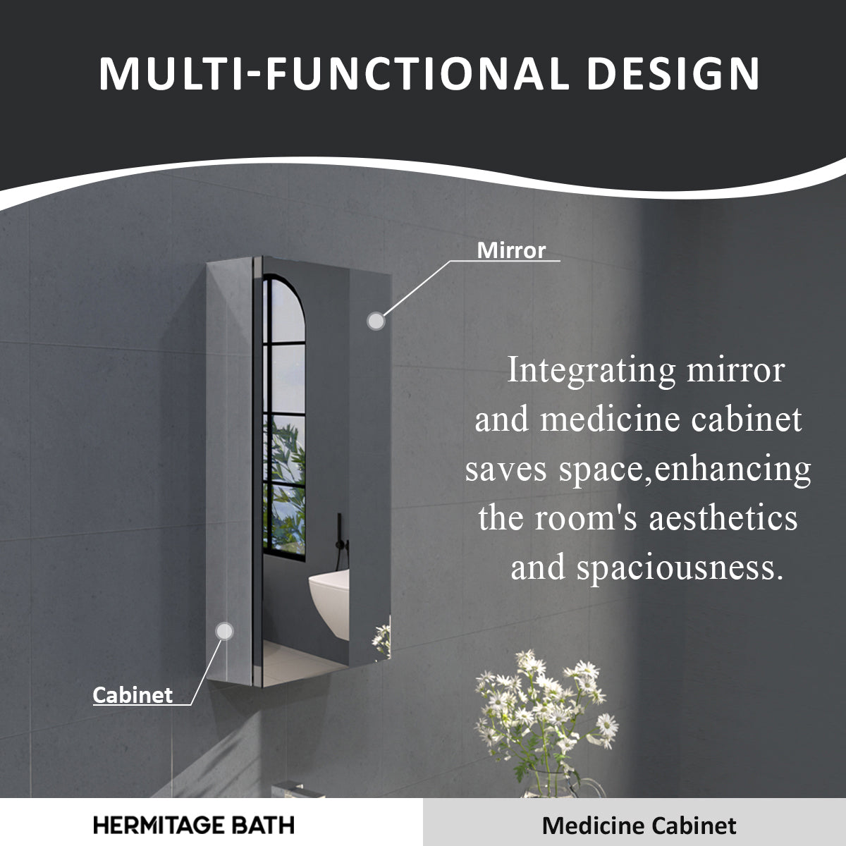 Flicker 12 in. W x 24 in. H Rectangular Aluminum or Surface-Mount Beveled Medicine Cabinet with Mirror