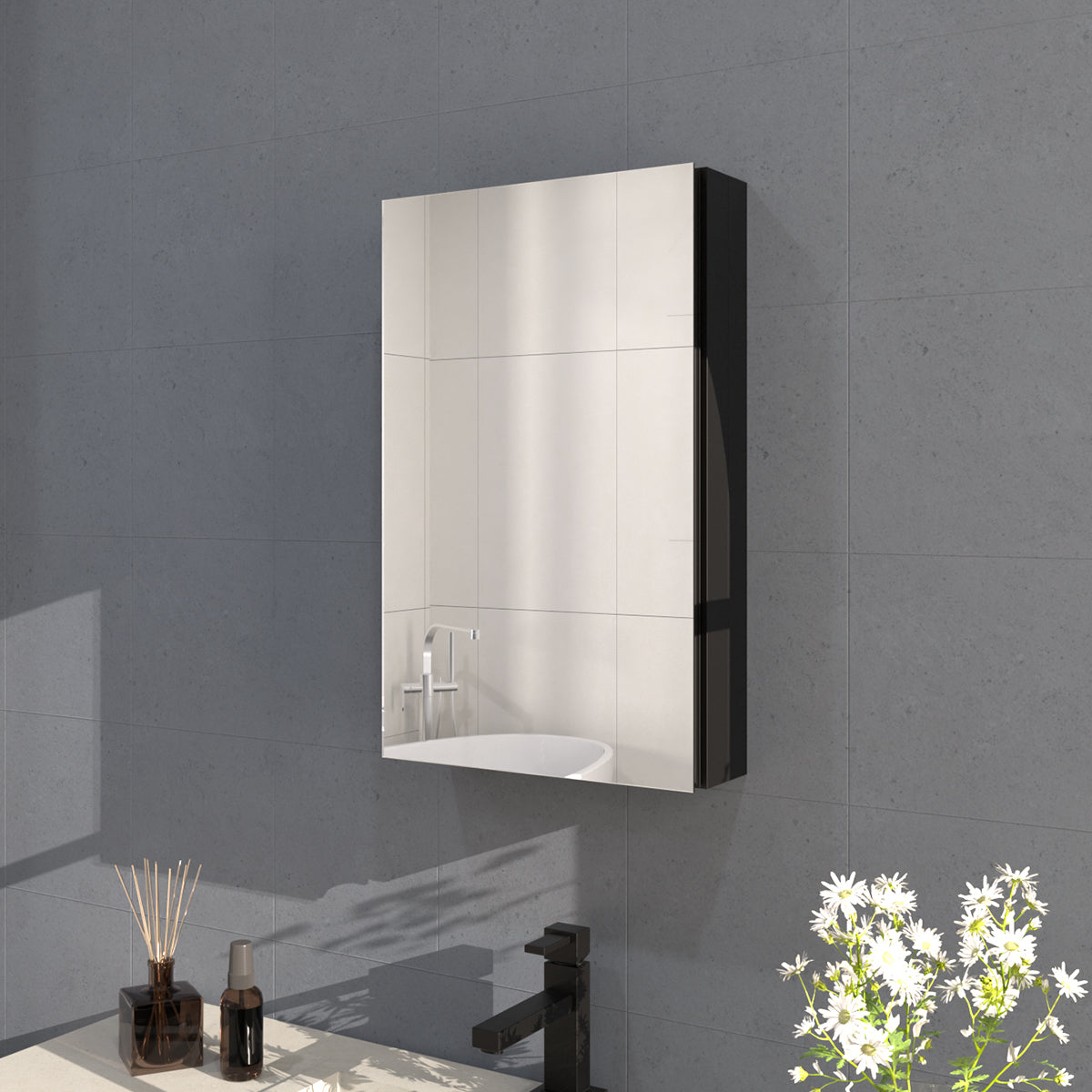 Flicker 15 in. W x 24 in. H Rectangular Aluminum or Surface-Mount Beveled Medicine Cabinet with Mirror