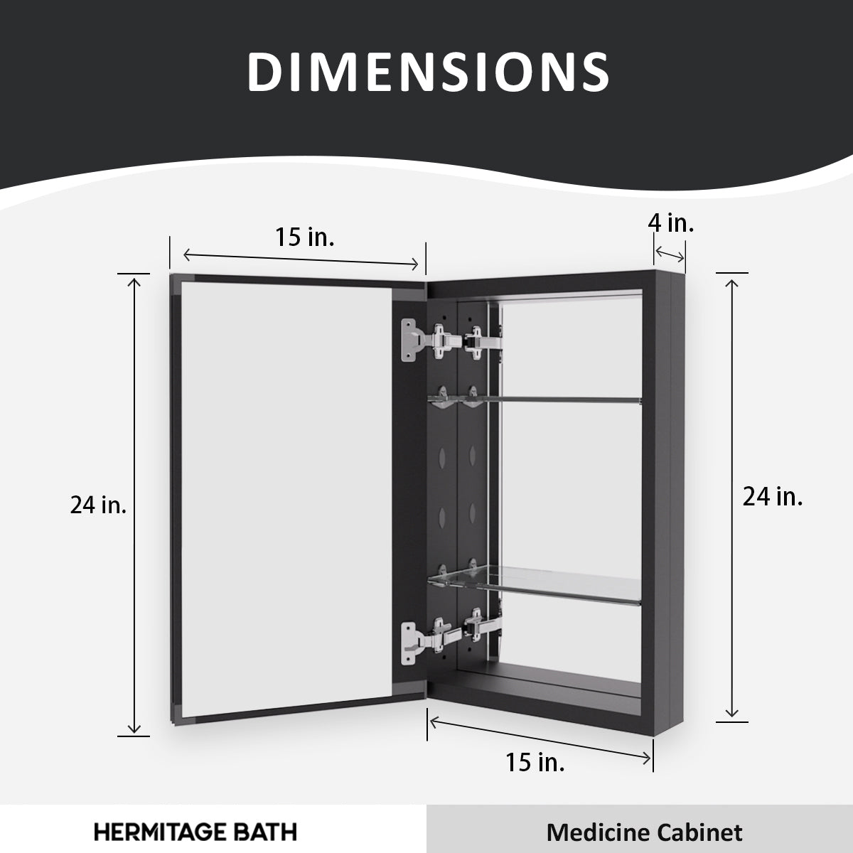 Flicker 15 in. W x 24 in. H Rectangular Aluminum or Surface-Mount Beveled Medicine Cabinet with Mirror