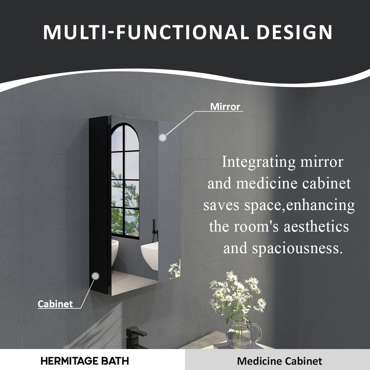 Flicker 15 in. W x 24 in. H Rectangular Aluminum or Surface-Mount Beveled Medicine Cabinet with Mirror