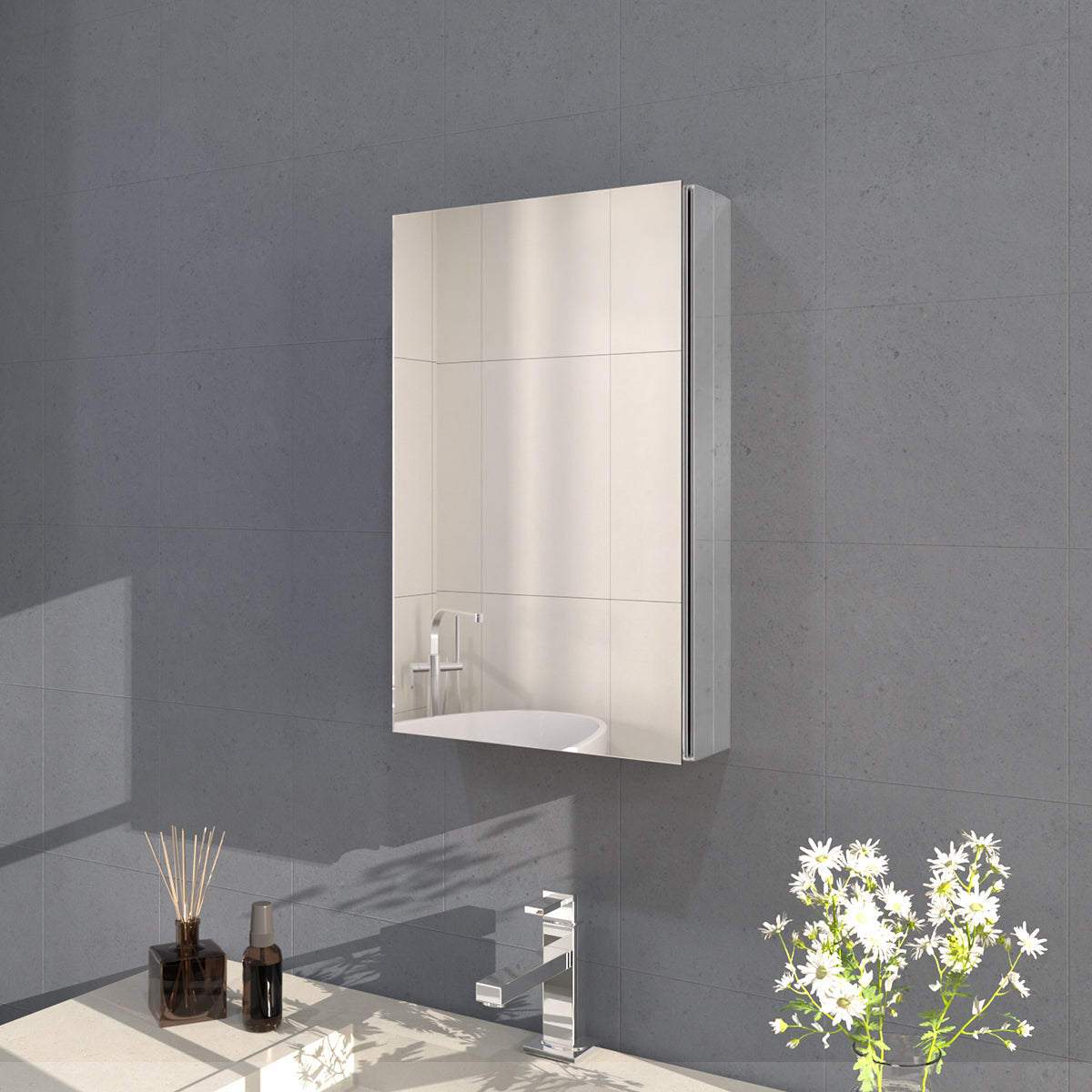 Flicker 15 in. W x 24 in. H Rectangular Aluminum or Surface-Mount Beveled Medicine Cabinet with Mirror