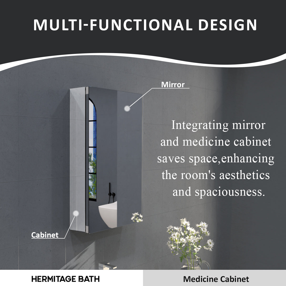 Flicker 15 in. W x 24 in. H Rectangular Aluminum or Surface-Mount Beveled Medicine Cabinet with Mirror