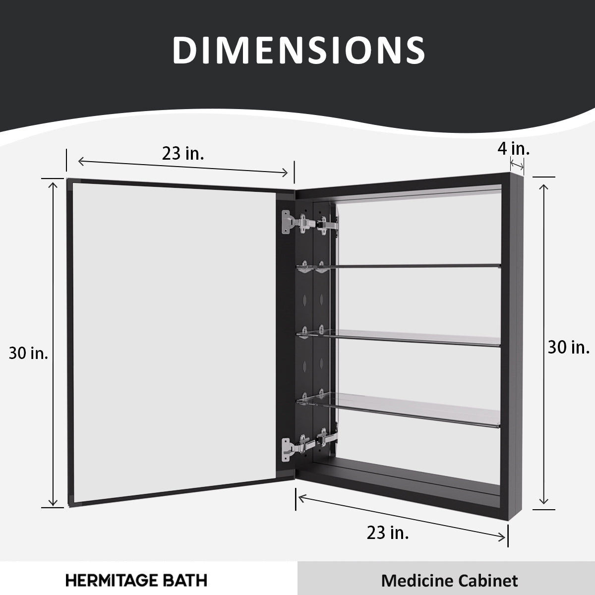 Flicker 23 in. W x 30 in. H Rectangular Aluminum or Surface-Mount Beveled Medicine Cabinet with Mirror