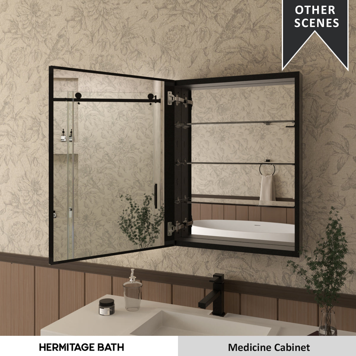 Flicker 23 in. W x 30 in. H Rectangular Aluminum or Surface-Mount Beveled Medicine Cabinet with Mirror