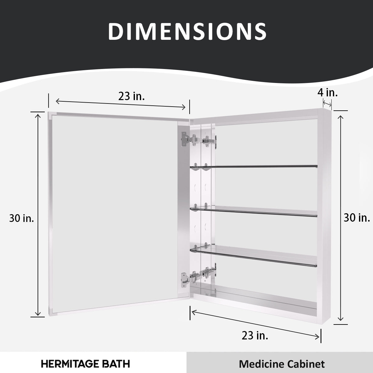 Flicker 23 in. W x 30 in. H Rectangular Aluminum or Surface-Mount Beveled Medicine Cabinet with Mirror