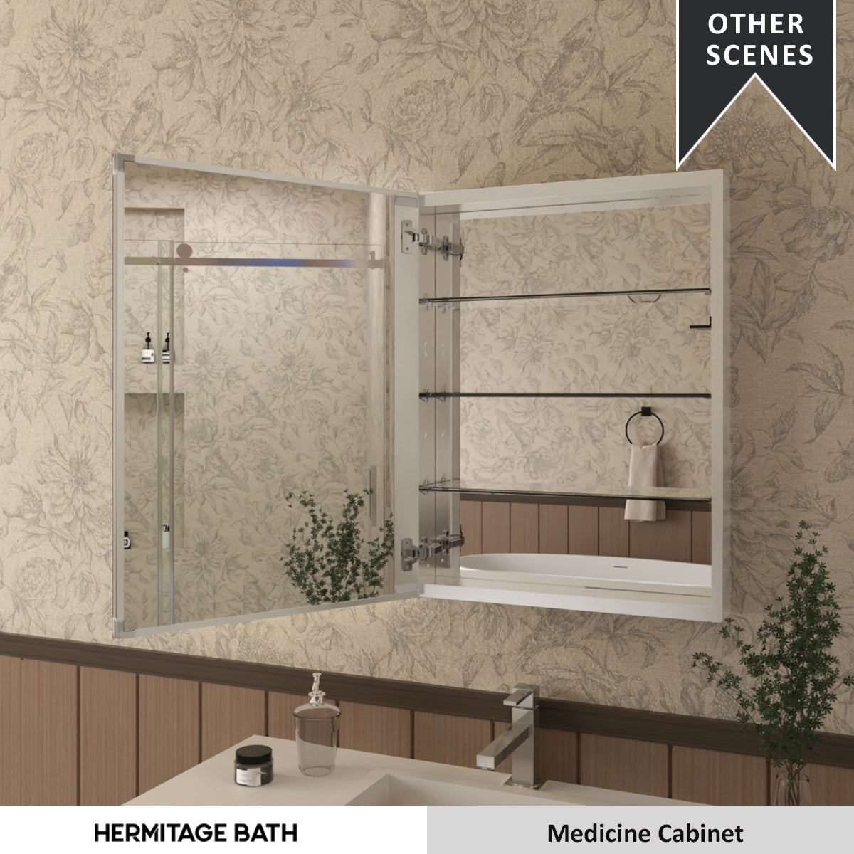 Flicker 23 in. W x 30 in. H Rectangular Aluminum or Surface-Mount Beveled Medicine Cabinet with Mirror