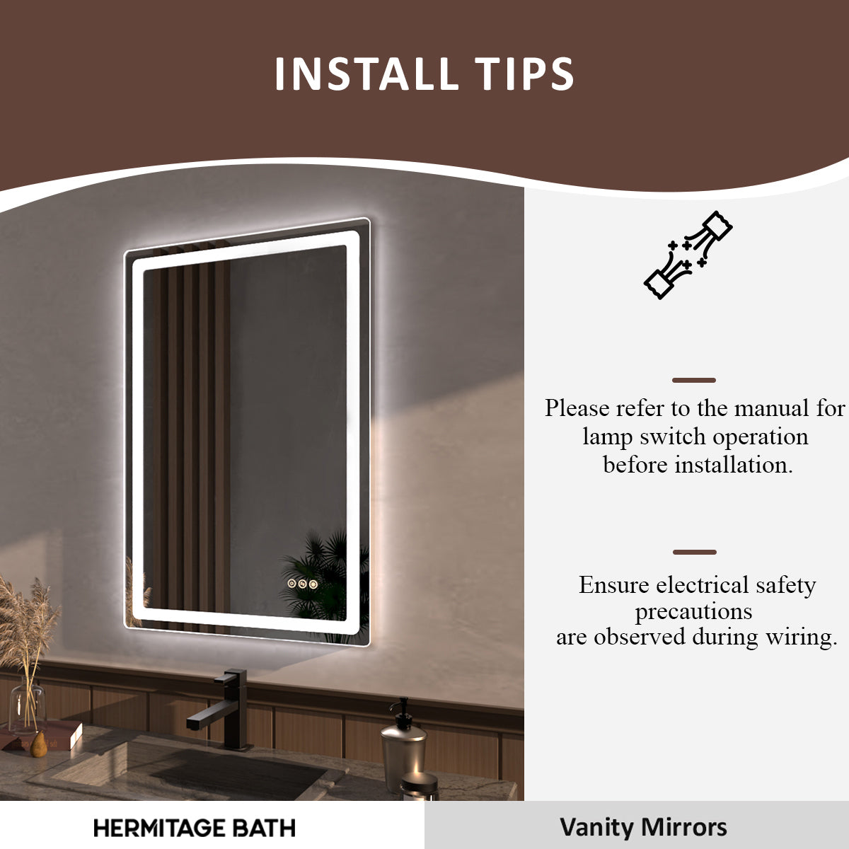Niveous Frameless LED Vanity Mirror - Available in 42x36 in. & Other Sizes