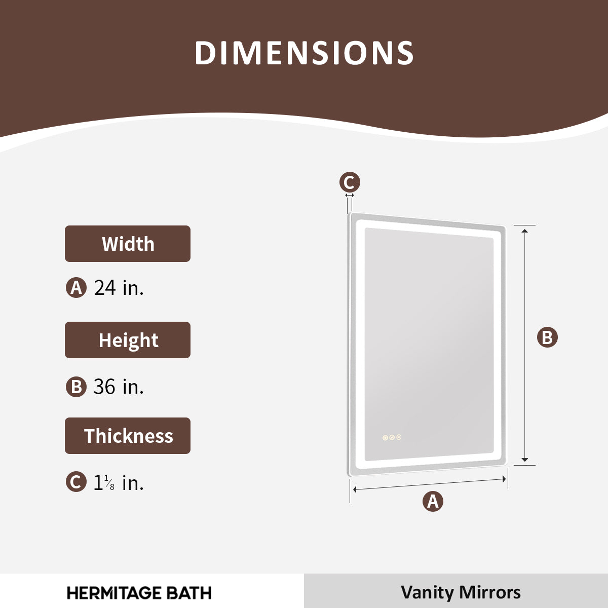 Niveous Frameless LED Vanity Mirror - Available in 42x36 in. & Other Sizes