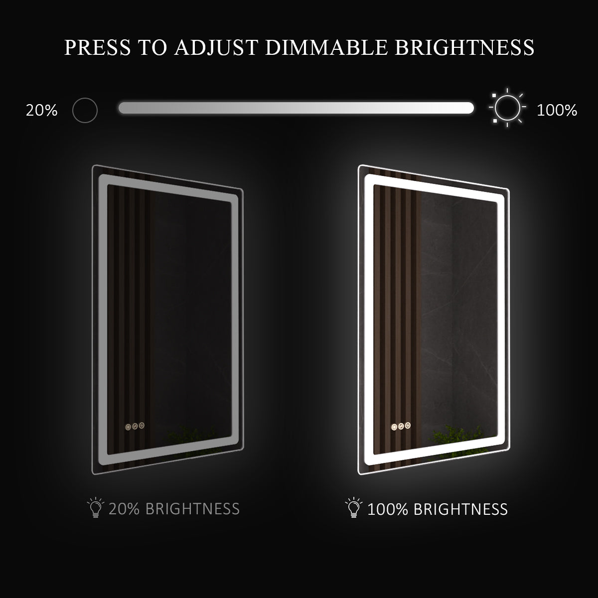 Niveous Frameless LED Vanity Mirror - Available in 30x36 in. & Other Sizes