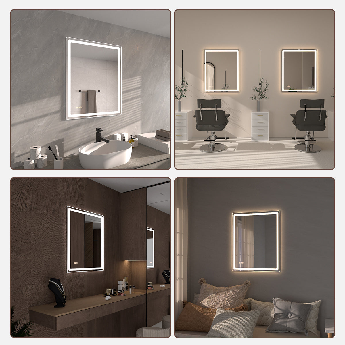 Niveous Frameless LED Vanity Mirror - Available in 30x36 in. & Other Sizes
