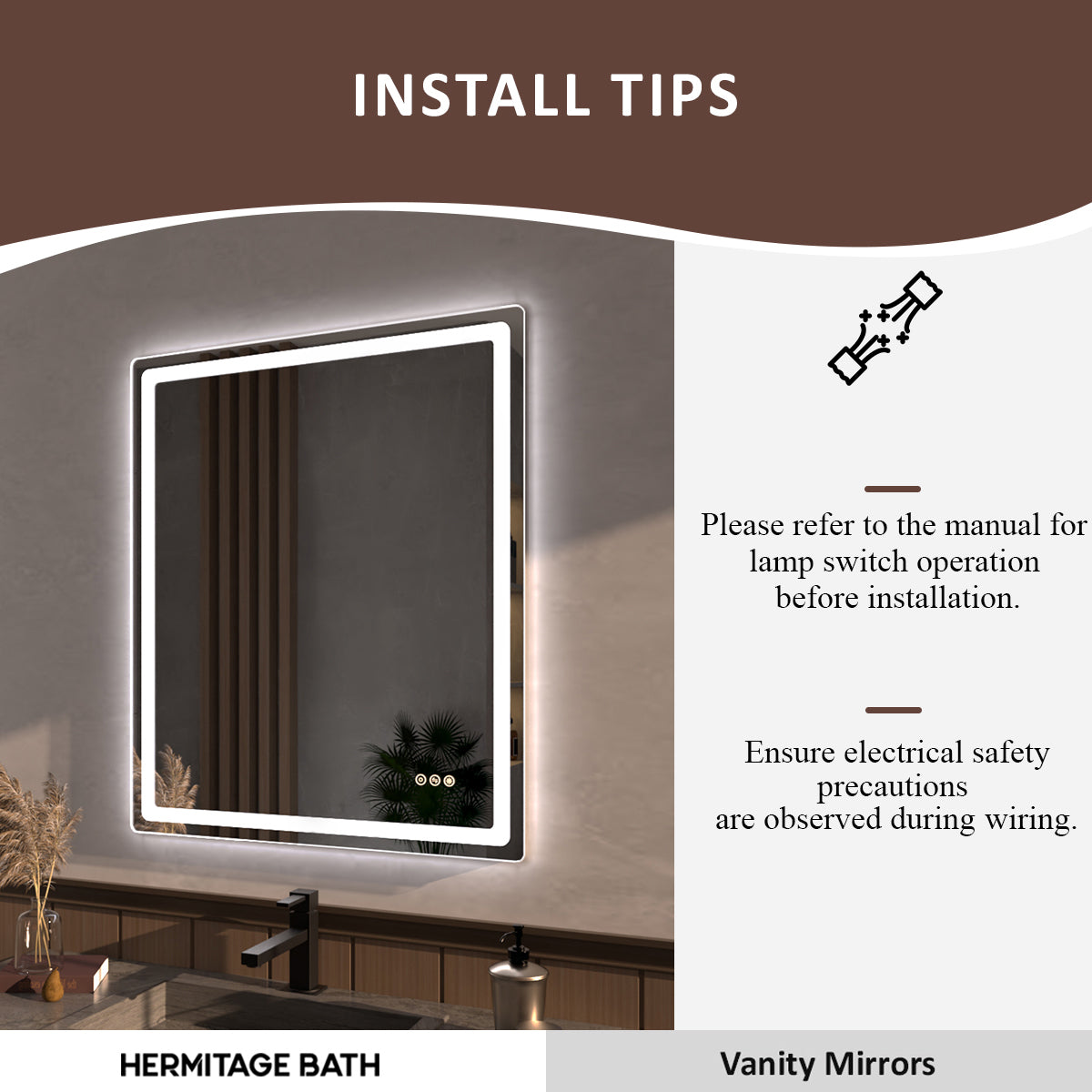 Niveous Frameless LED Vanity Mirror - Available in 30x36 in. & Other Sizes