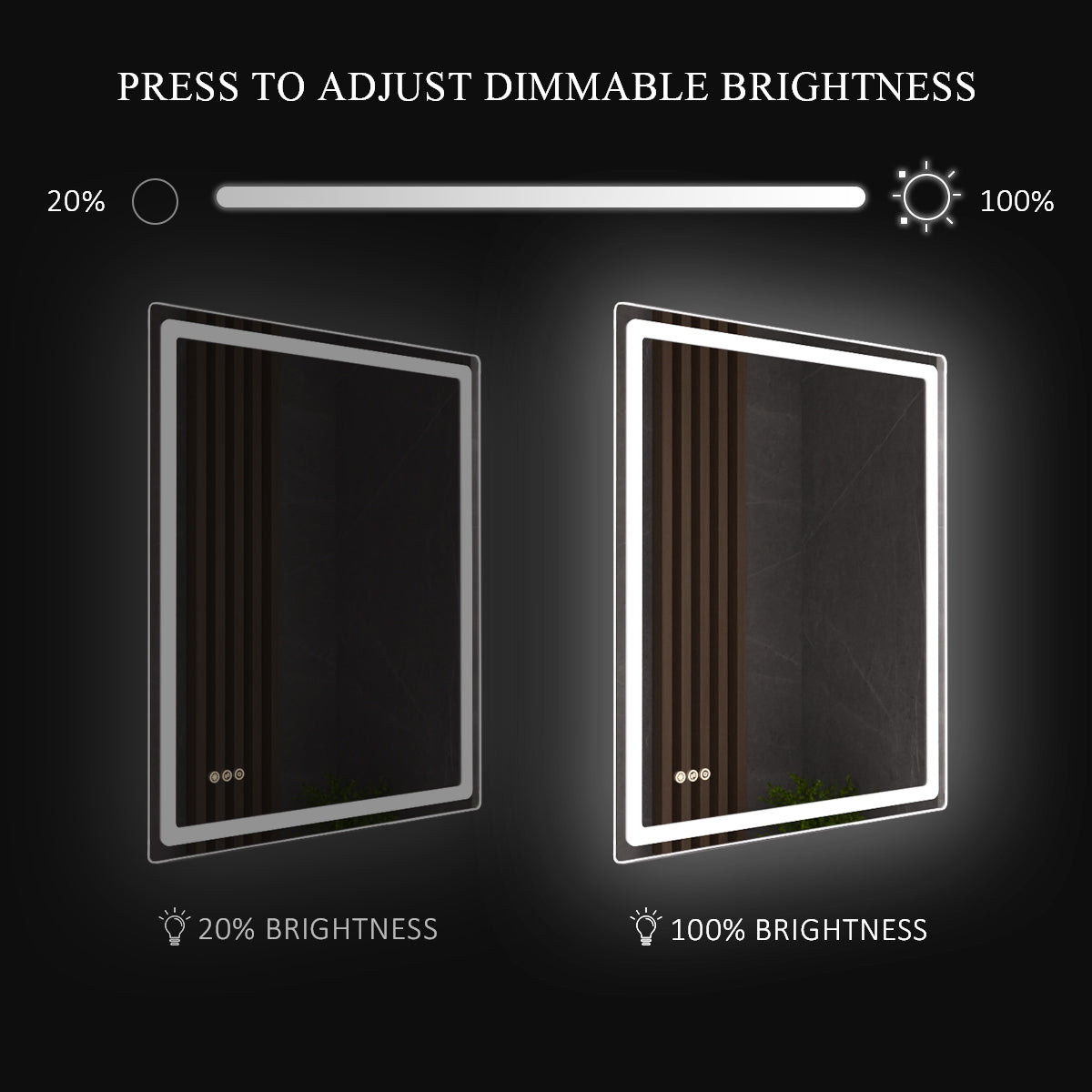 Niveous Frameless LED Vanity Mirror - Available in 42x36 in. & Other Sizes