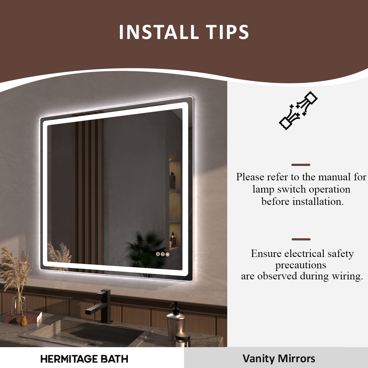 Niveous Frameless LED Vanity Mirror - Available in 30x36 in. & Other Sizes