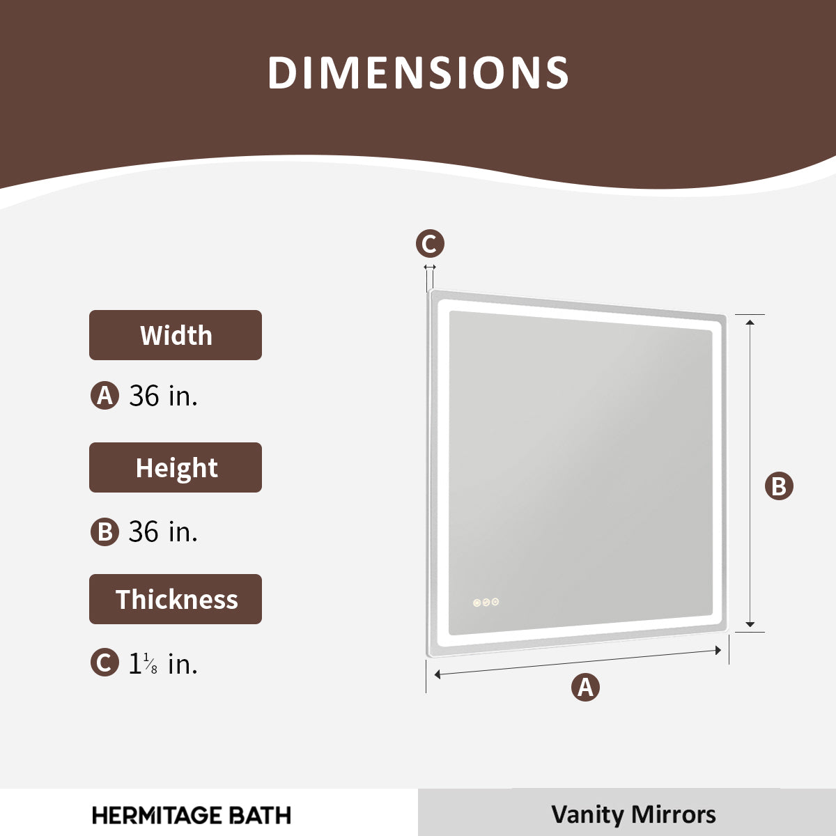 Niveous Frameless LED Vanity Mirror - Available in 30x36 in. & Other Sizes