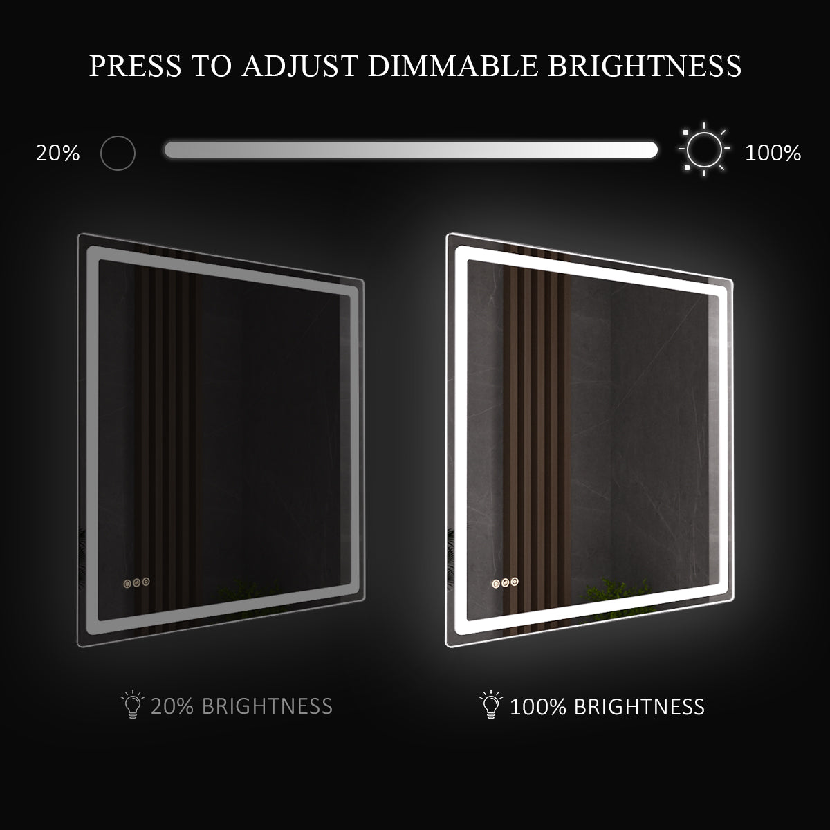 Niveous Frameless LED Vanity Mirror - Available in 24x36 in. & Other Sizes
