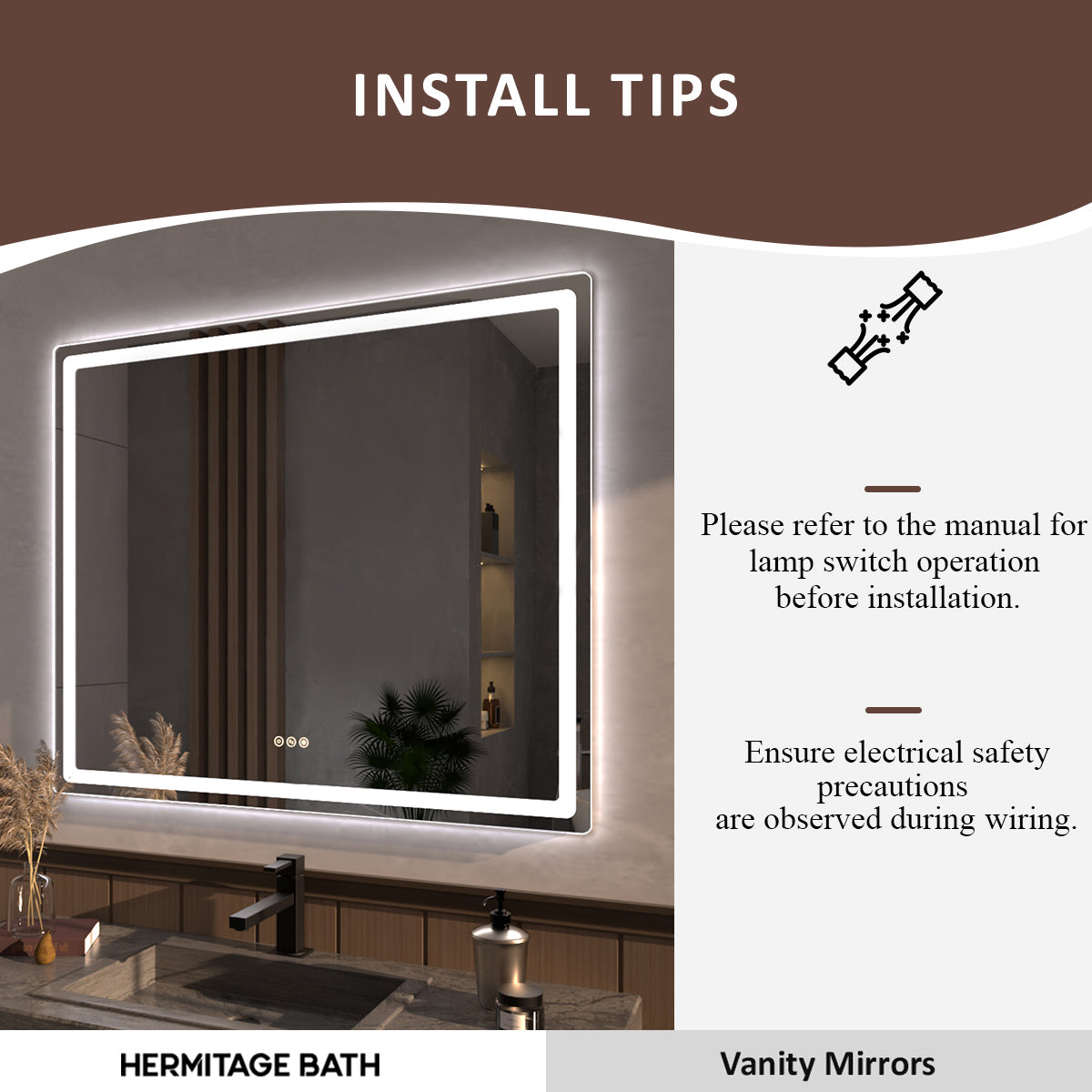 Niveous Frameless LED Vanity Mirror - Available in 42x36 in. & Other Sizes