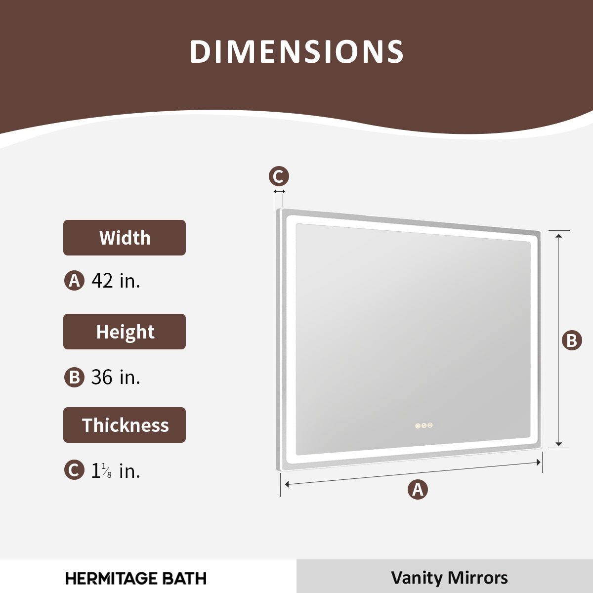 Niveous Frameless LED Vanity Mirror - Available in 30x36 in. & Other Sizes