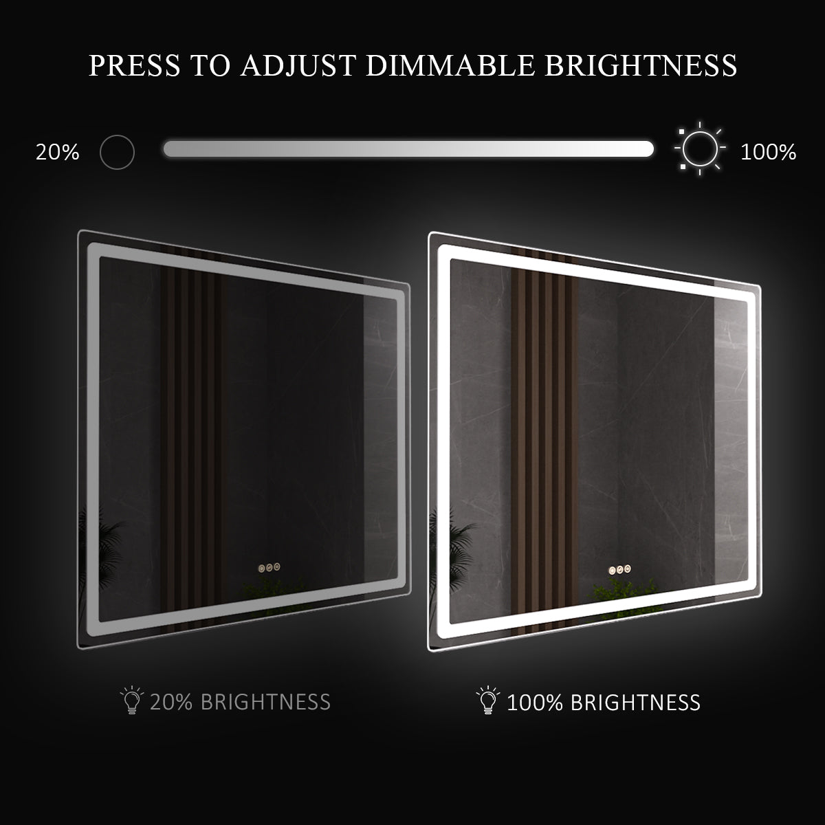 Niveous Frameless LED Vanity Mirror - Available in 24x36 in. & Other Sizes