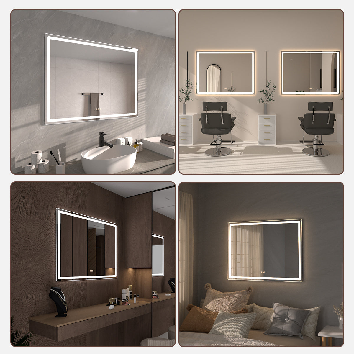 Niveous Frameless LED Vanity Mirror - Available in 30x36 in. & Other Sizes
