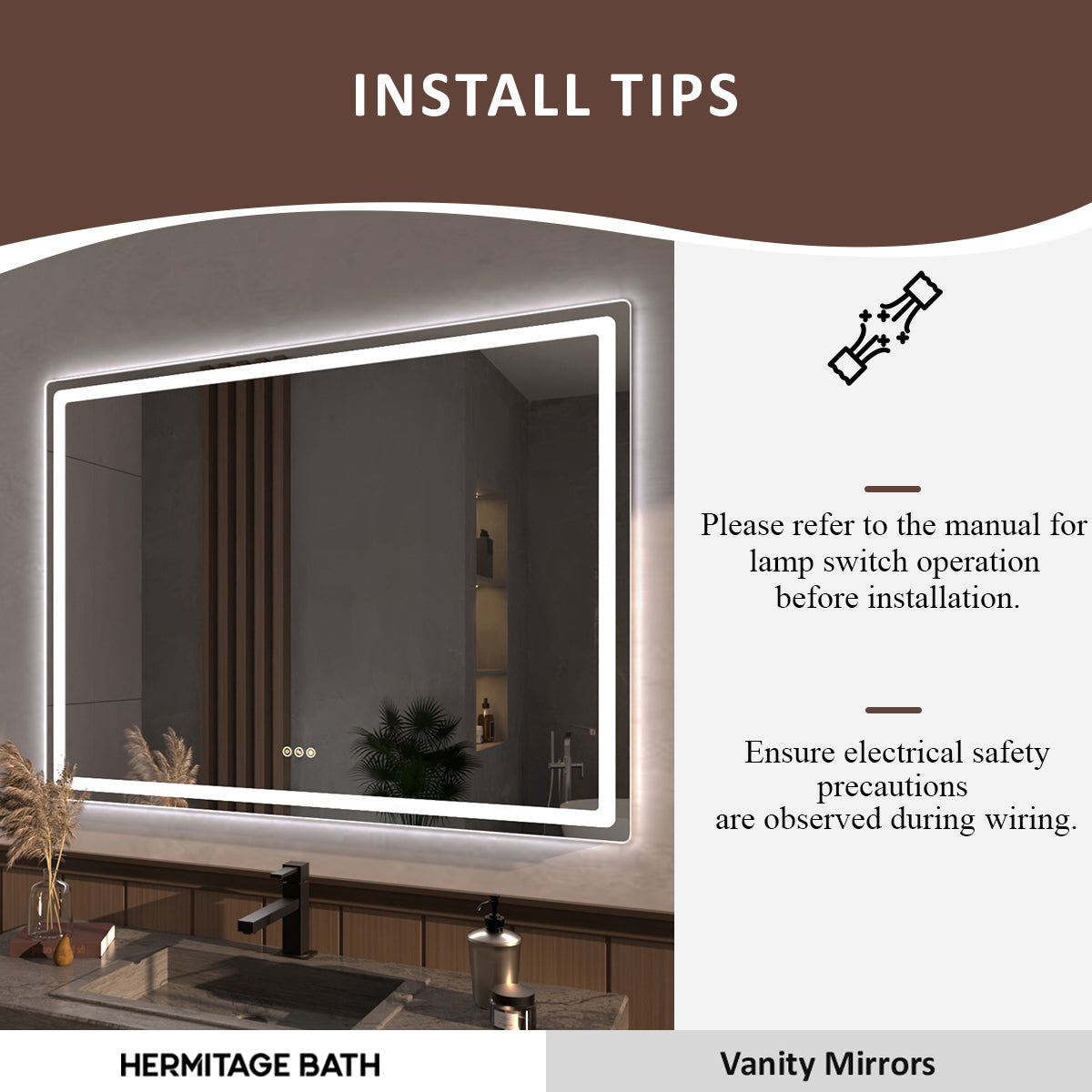 Niveous Frameless LED Vanity Mirror - Available in 30x36 in. & Other Sizes