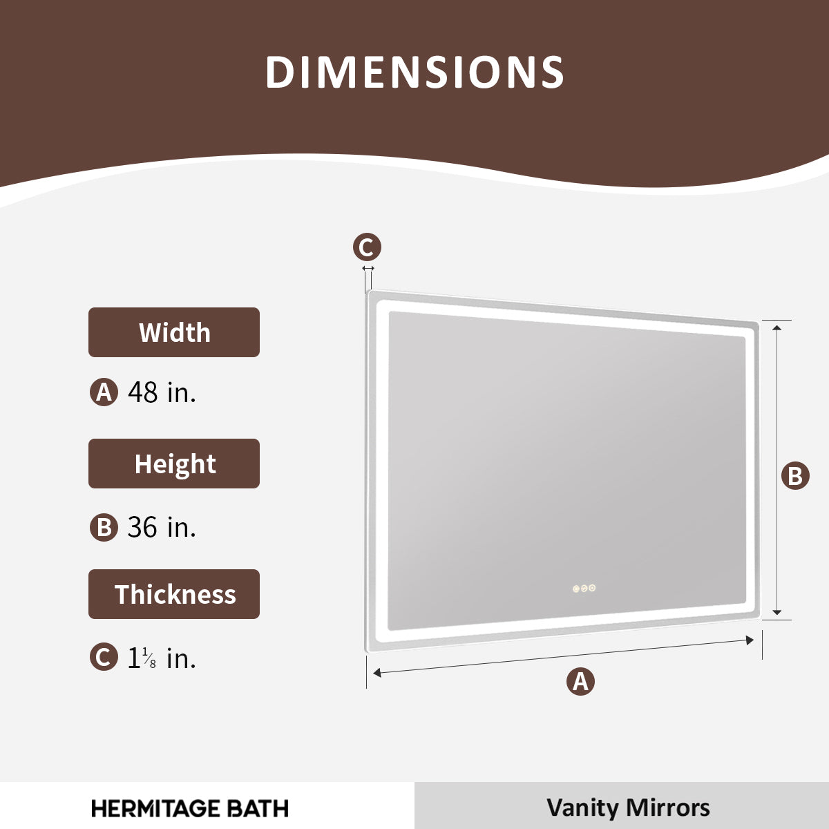 Niveous Frameless LED Vanity Mirror - Available in 42x36 in. & Other Sizes
