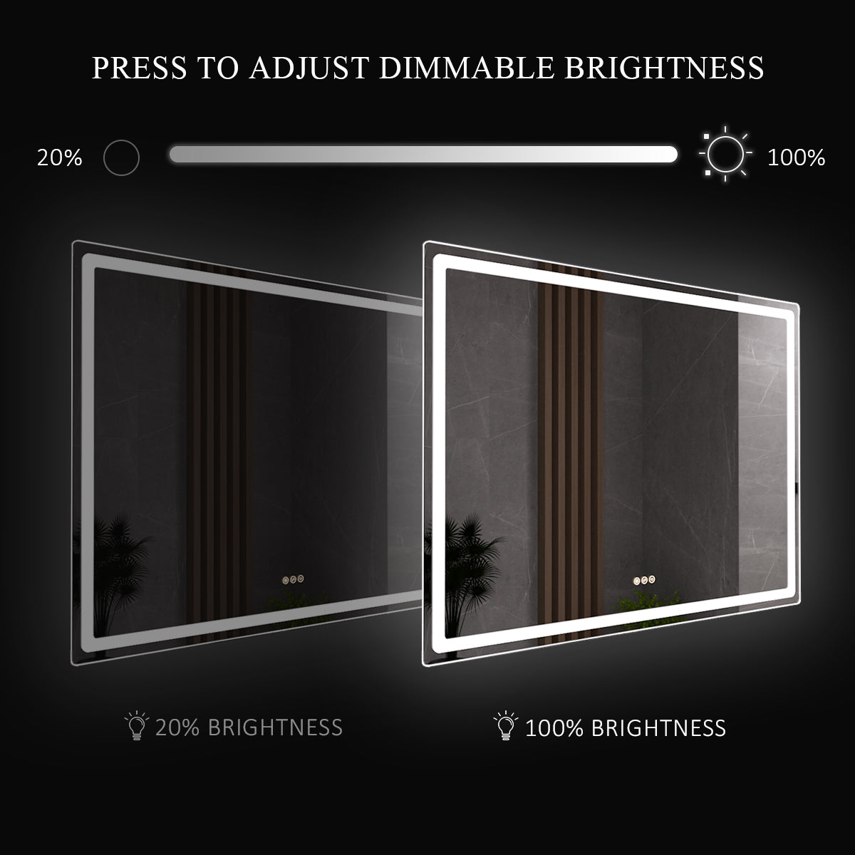 Niveous Frameless LED Vanity Mirror - Available in 24x36 in. & Other Sizes