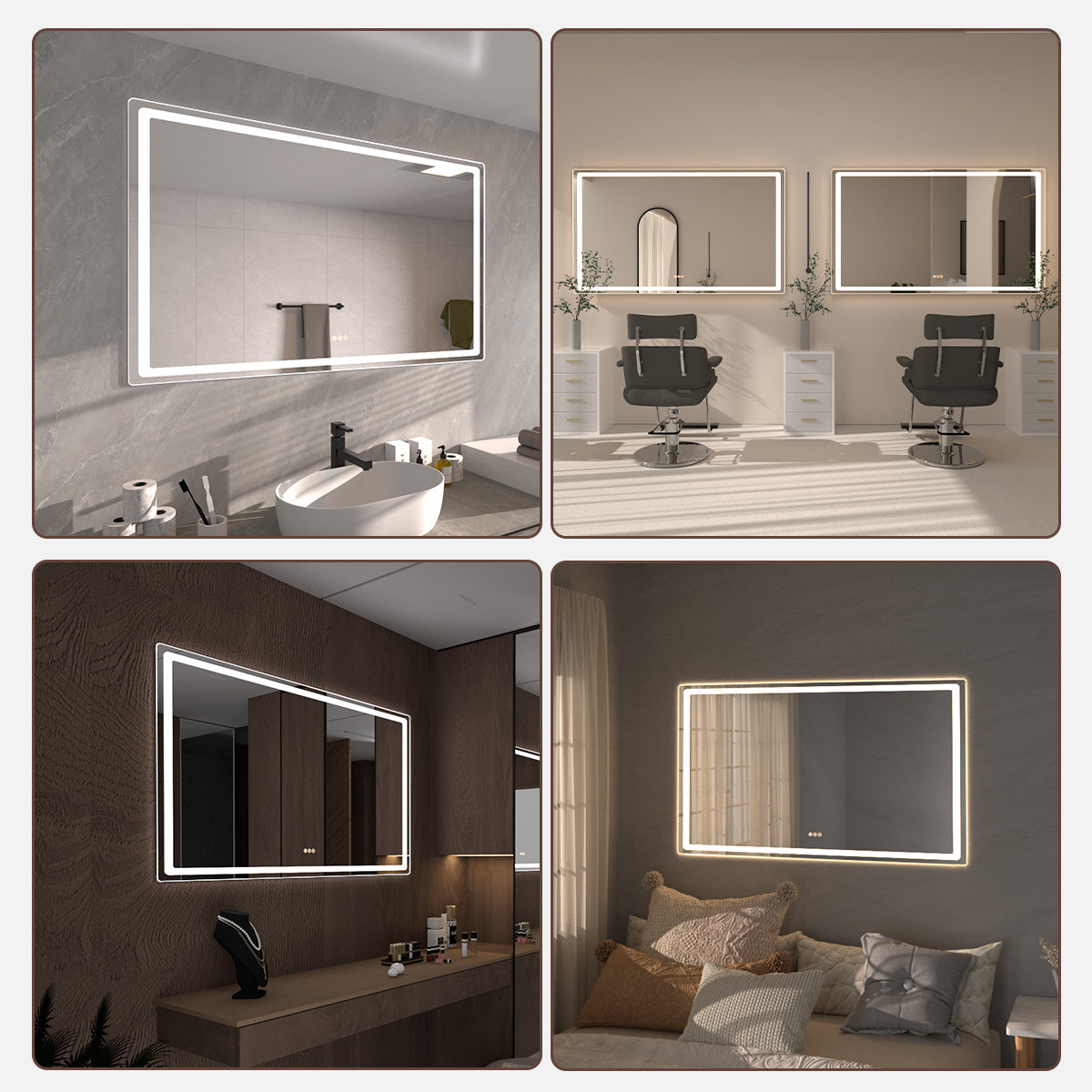 Niveous Frameless LED Vanity Mirror - Available in 30x36 in. & Other Sizes