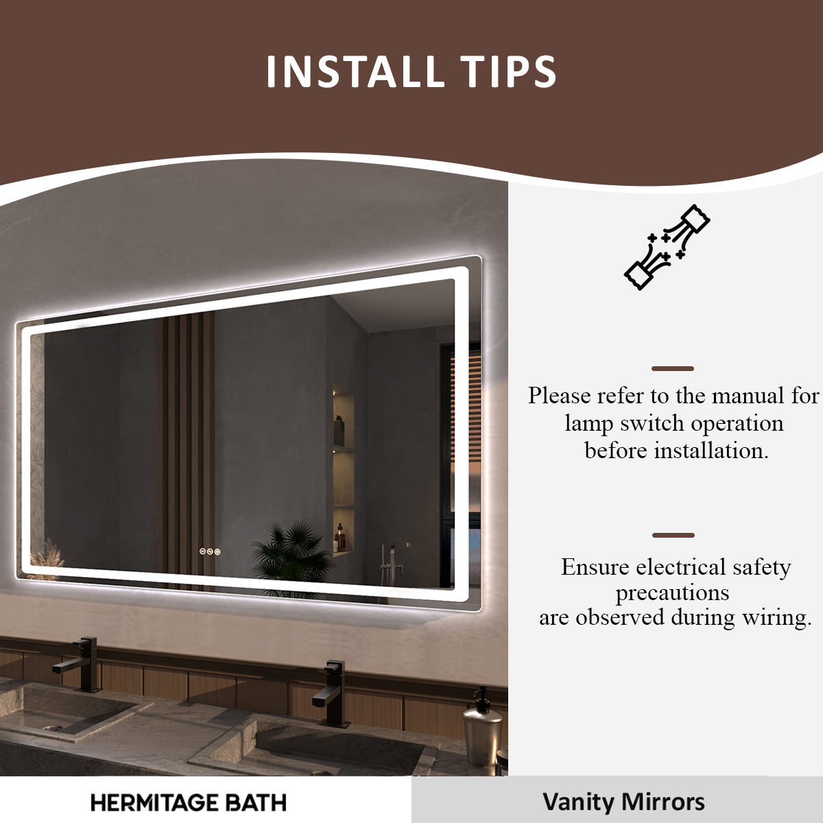 Niveous Frameless LED Vanity Mirror - Available in 24x36 in. & Other Sizes