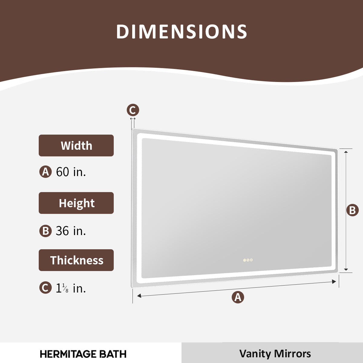 Niveous Frameless LED Vanity Mirror - Available in 30x36 in. & Other Sizes