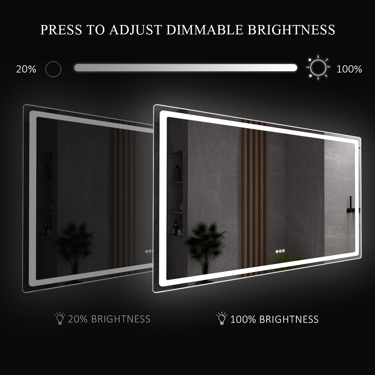 Niveous Frameless LED Vanity Mirror - Available in 30x36 in. & Other Sizes