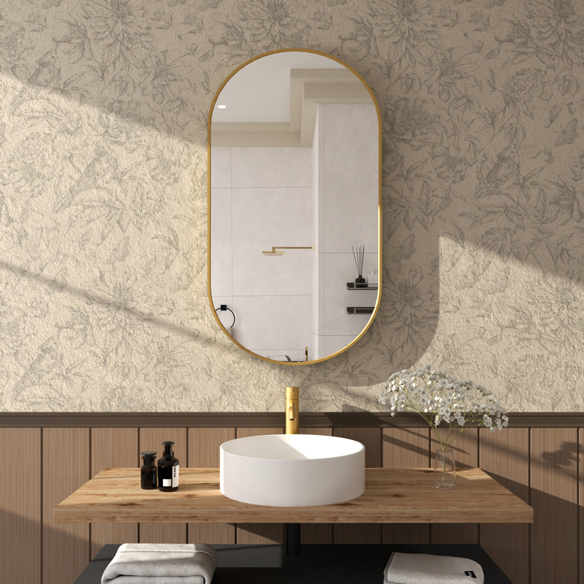 Tax 18 in. W. x 36 in. H Oval Framed Wall Bathroom Vanity Mirror