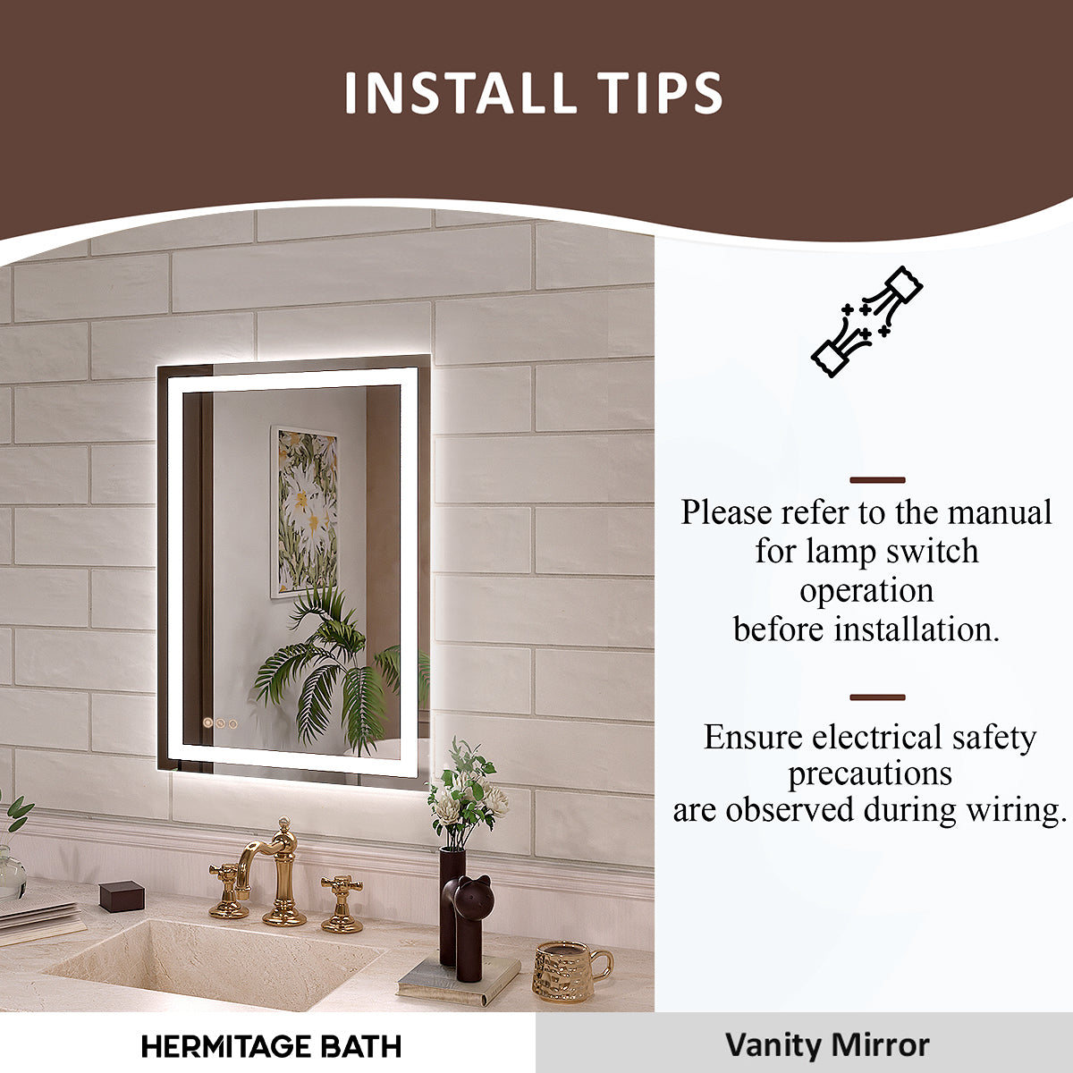 Orliva Frameless LED Vanity Mirror - Available in 72x36 in other Sizes