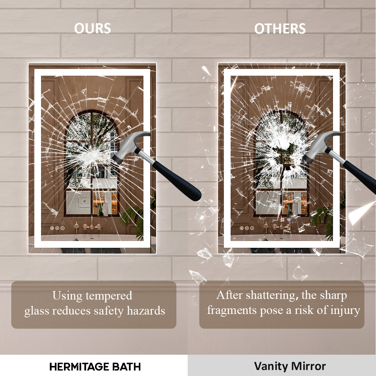 Orliva Frameless LED Vanity Mirror - Available in 72x36 in other Sizes