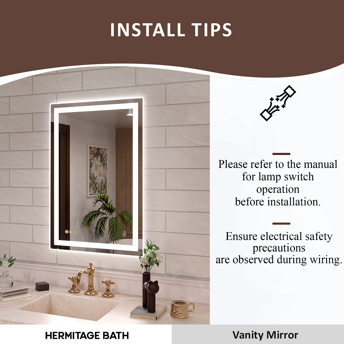 Orliva Frameless LED Vanity Mirror - Available in 72x36 in other Sizes