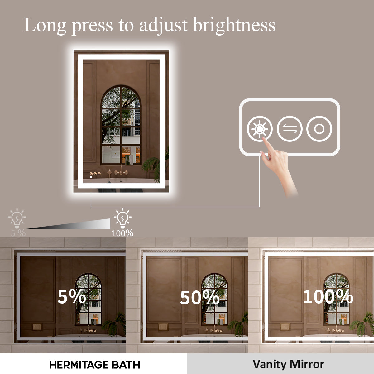 Orliva Frameless LED Vanity Mirror - Available in 72x36 in other Sizes