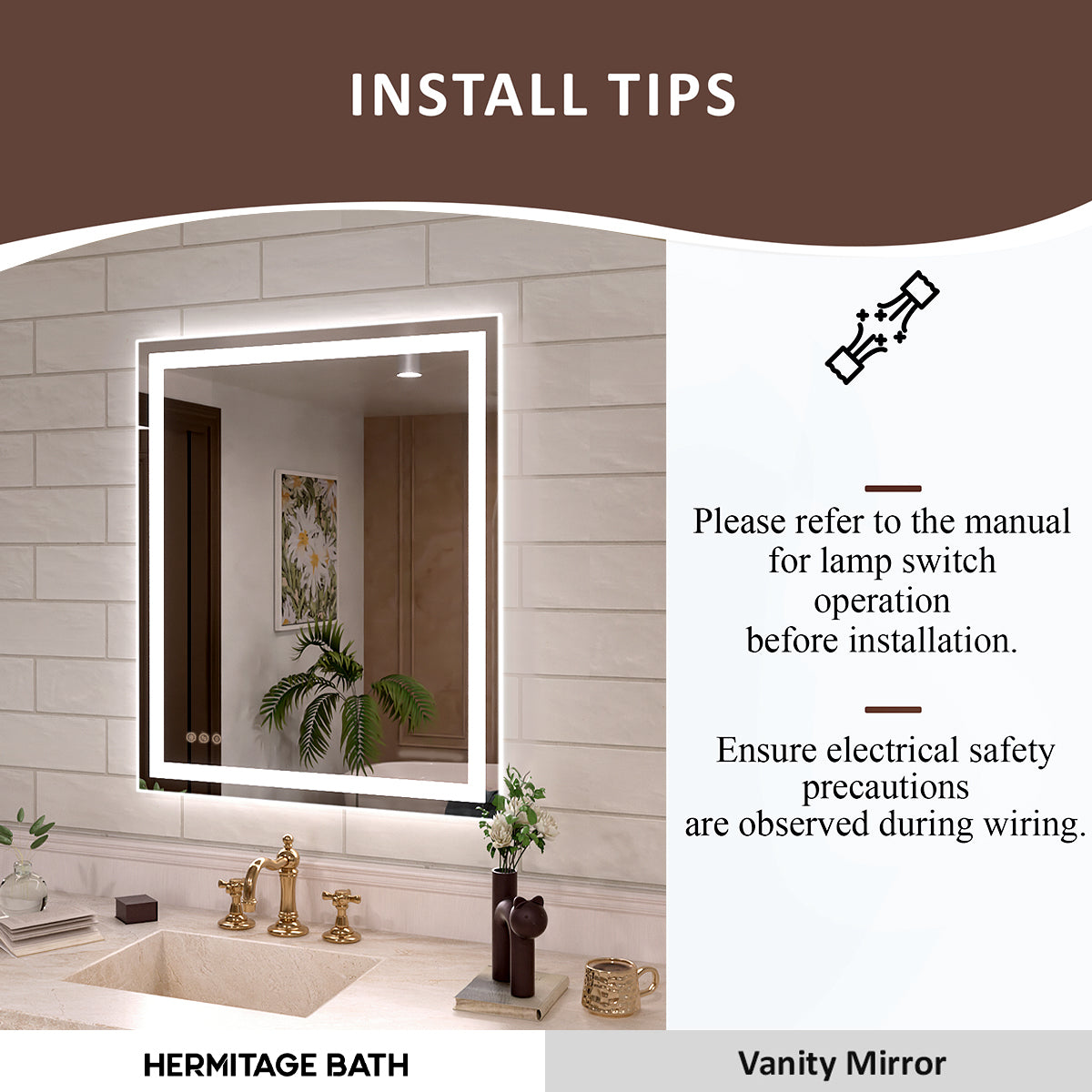 Orliva Frameless LED Vanity Mirror - Available in 72x36 in other Sizes