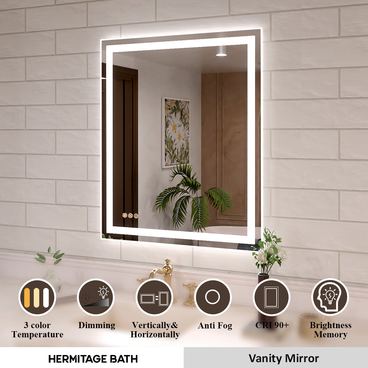 Orliva Frameless LED Vanity Mirror - Available in 72x36 in other Sizes