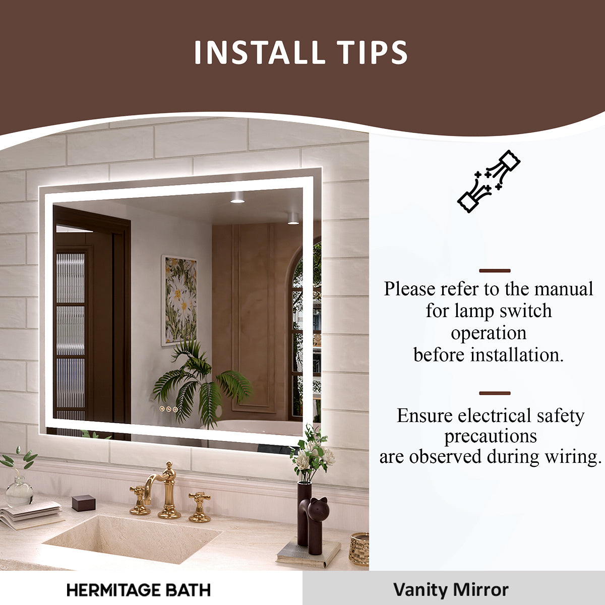 Orliva Frameless LED Vanity Mirror - Available in 72x36 in other Sizes