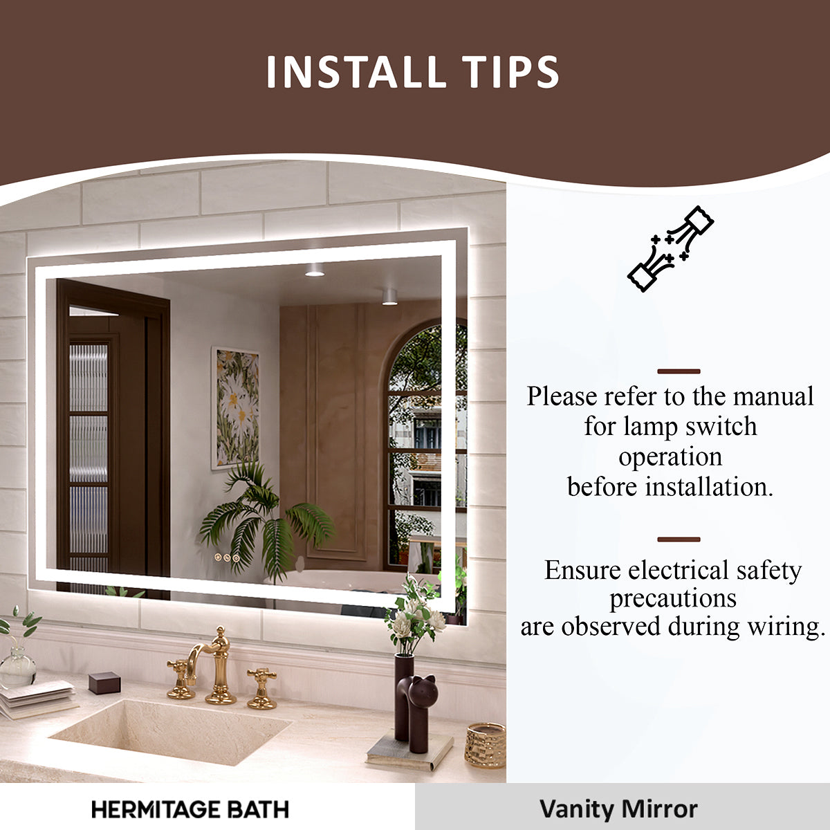Orliva Frameless LED Vanity Mirror - Available in 72x36 in other Sizes