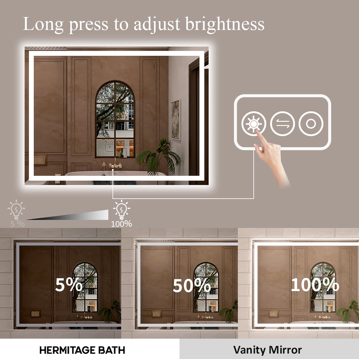 Orliva Frameless LED Vanity Mirror - Available in 72x36 in other Sizes