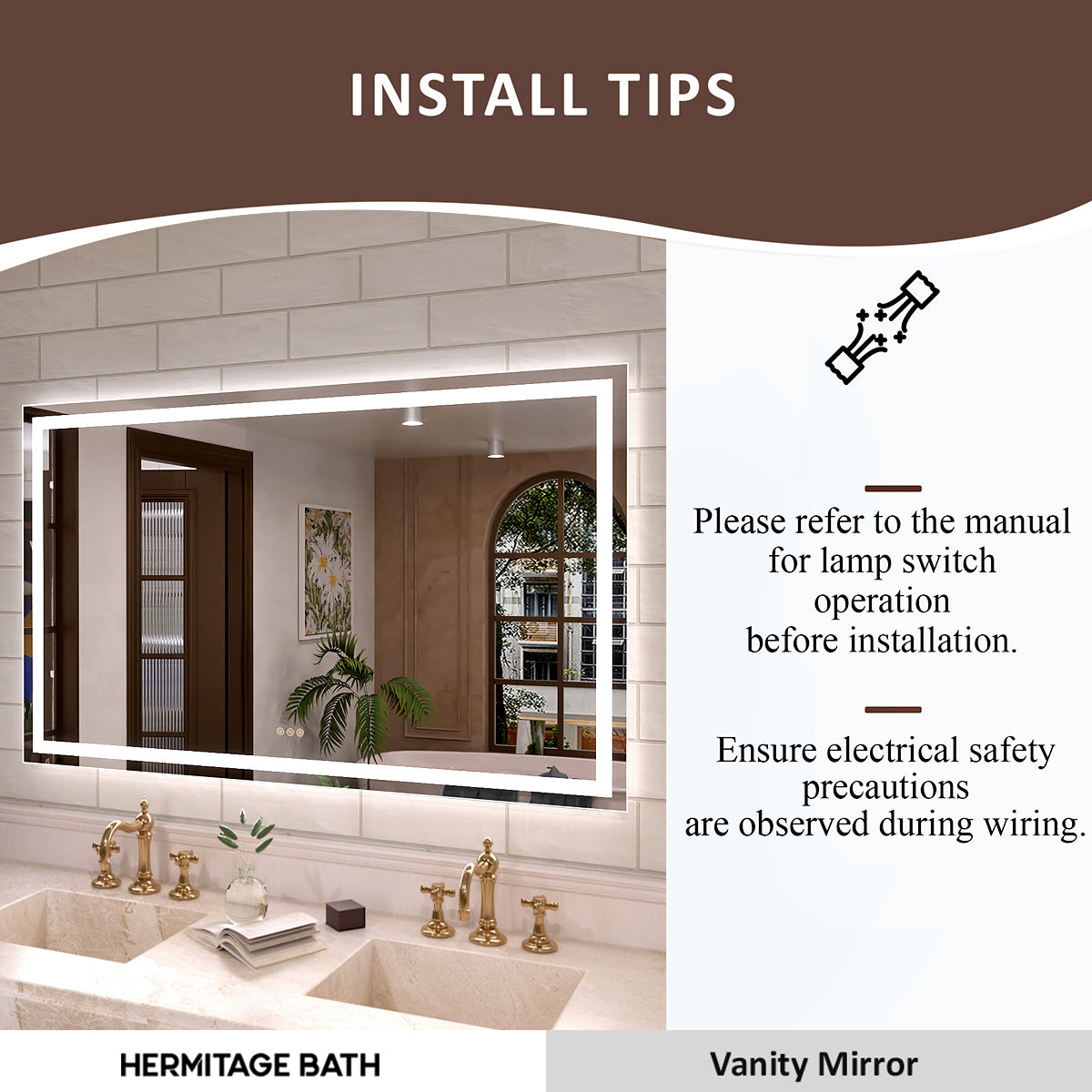 Orliva Frameless LED Vanity Mirror - Available in 72x36 in other Sizes