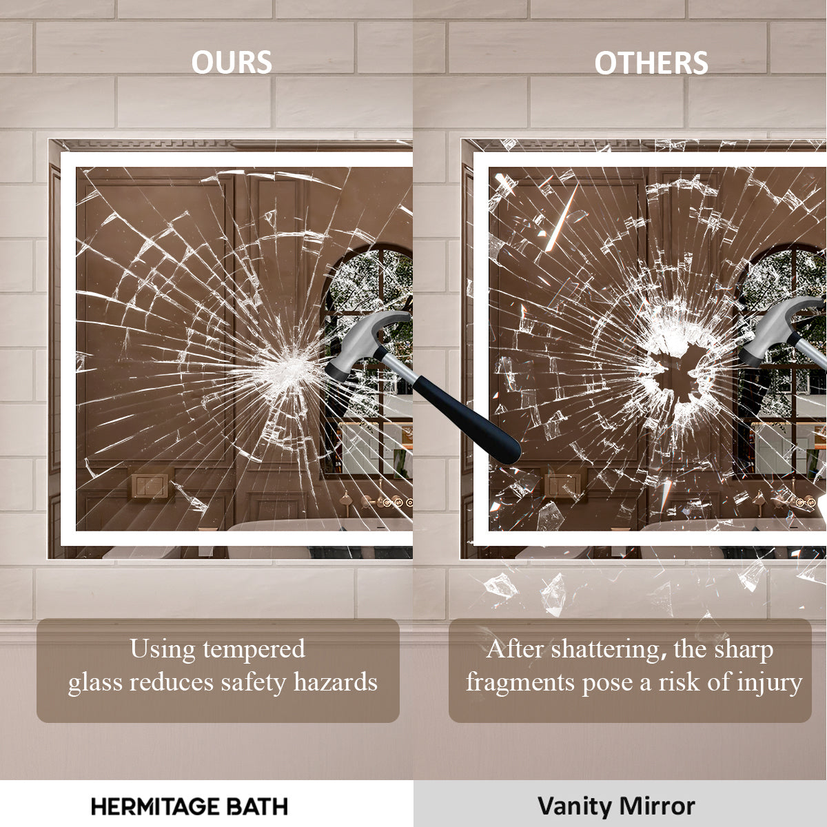 Orliva Frameless LED Vanity Mirror - Available in 72x36 in other Sizes
