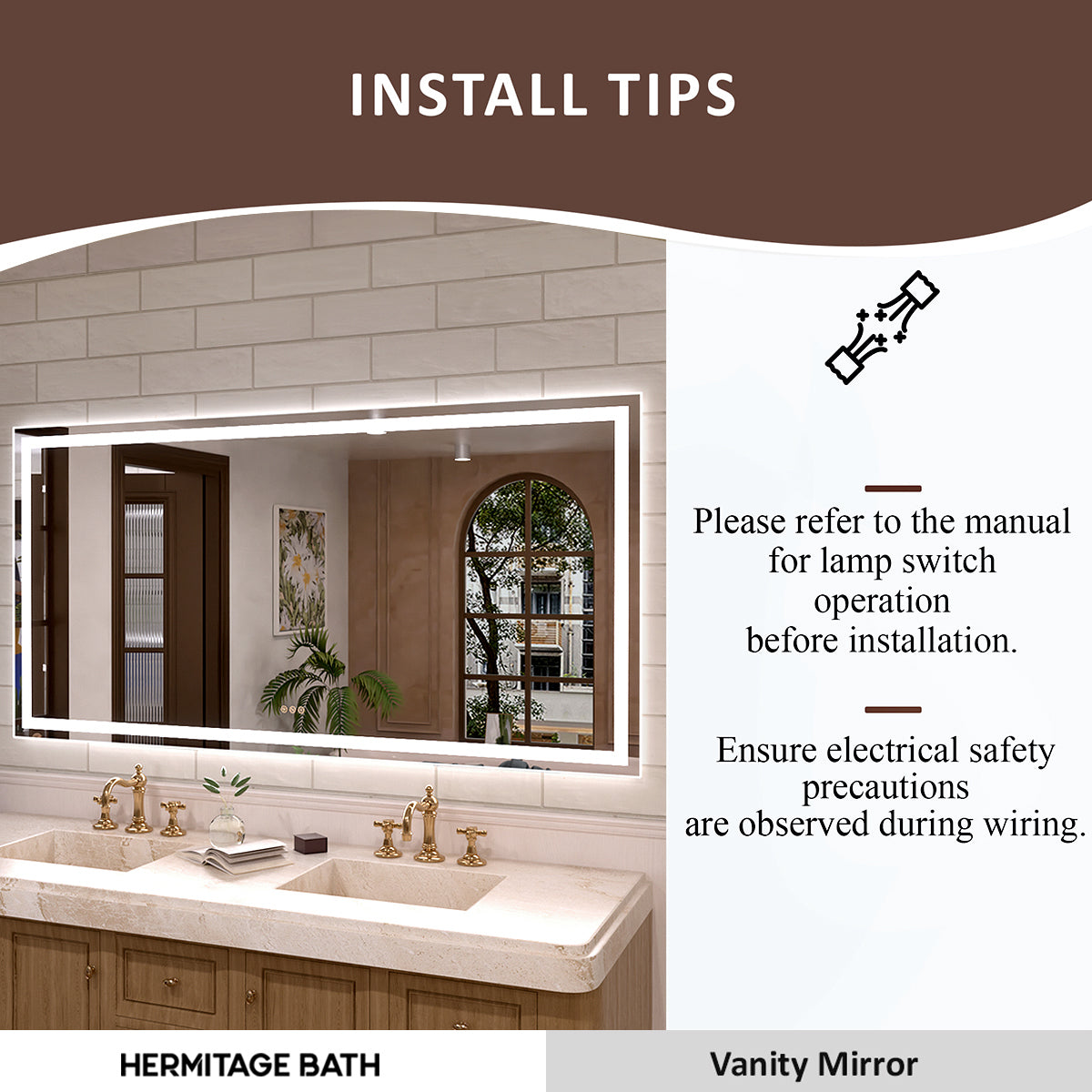 Orliva Frameless LED Vanity Mirror - Available in 72x36 in other Sizes