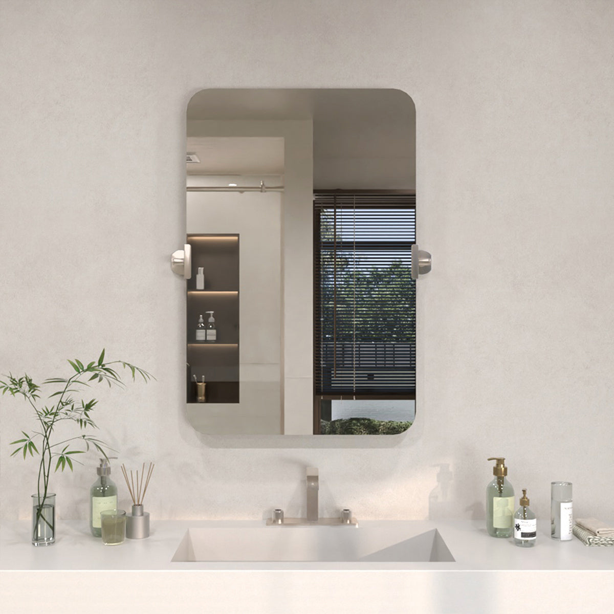TaiMei 20 in. H x 30 in. W Rectangular Framed Tilt Wall Mount Bathroom Vanity Mirror