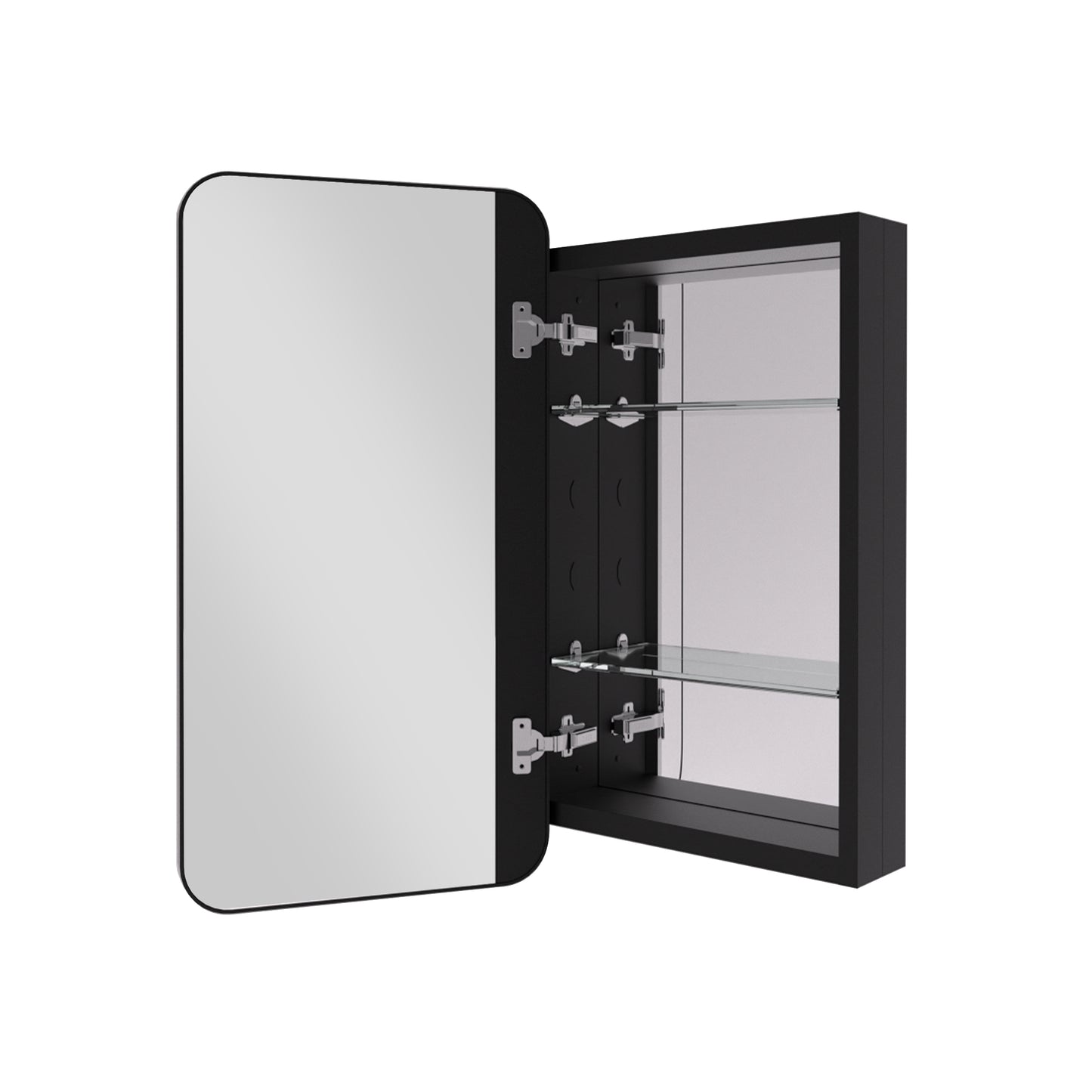 Rectangular Framed Recessed/Surface Mount Medicine Cabinet with Mirror in Matte Black
