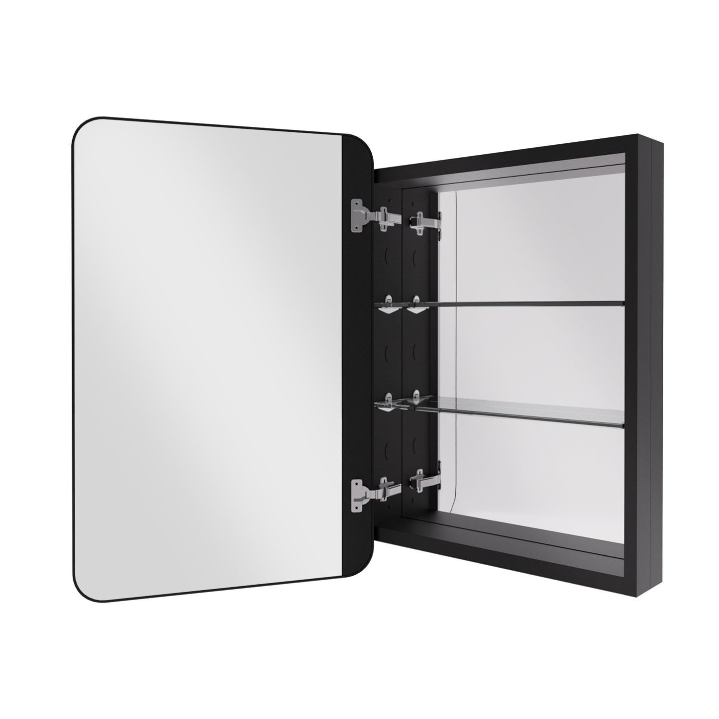 Rectangular Framed Recessed/Surface Mount Medicine Cabinet with Mirror in Matte Black