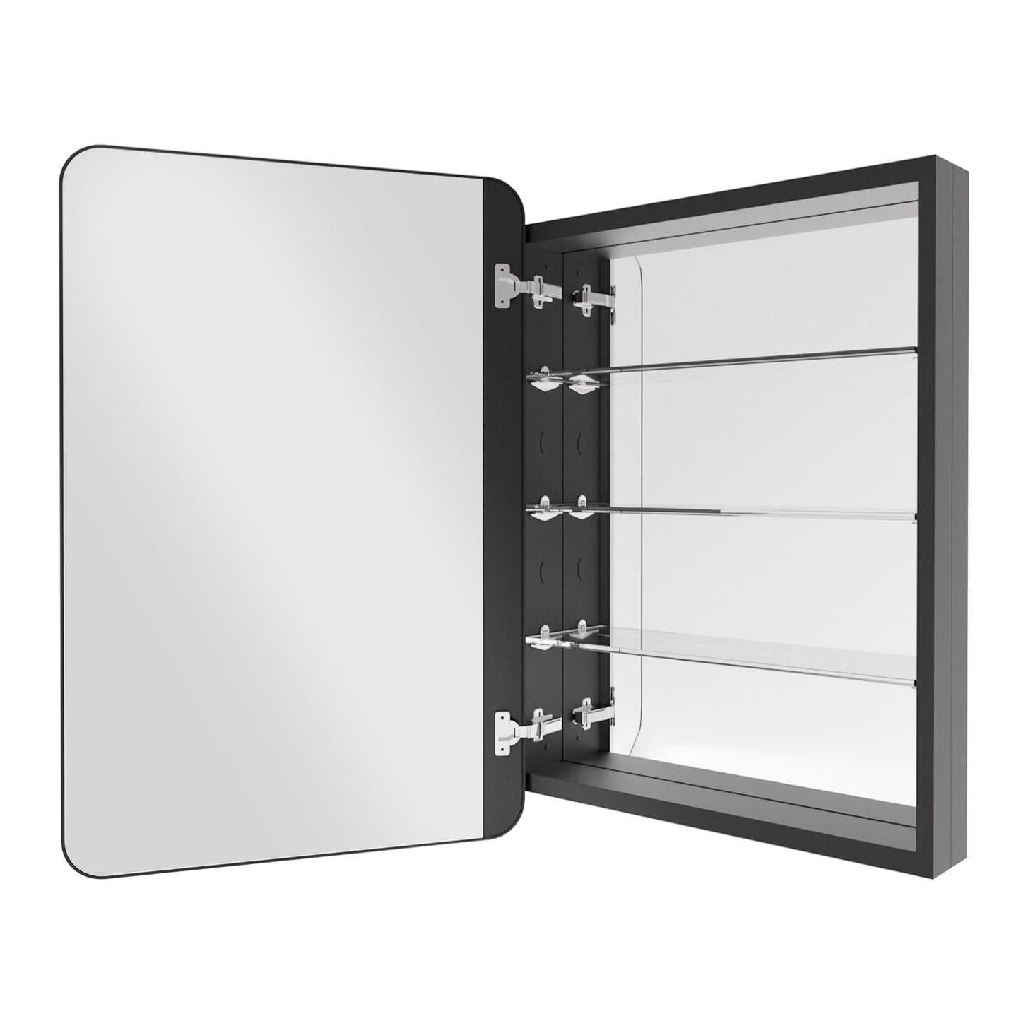 Rectangular Framed Recessed/Surface Mount Medicine Cabinet with Mirror in Matte Black
